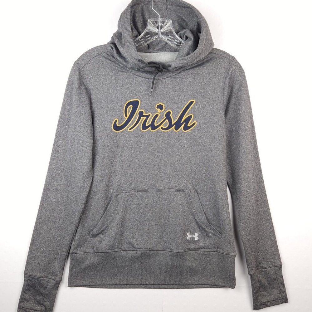 Notre Dame Under Armour Heather Gray Irish Hoodie